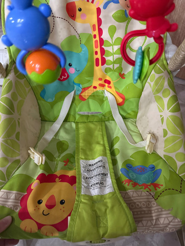 Silla Mecedora Bebé Fisher Price Usada. Excelente Estado Verde Lima Floreado (Usado)