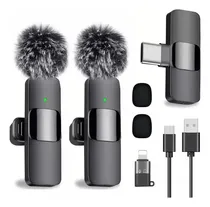 Comprar 2pcs Micrófono De Solapa Inalámbrico Microfono Inalambrico Tipo-C Para iPhone iPad Y Android Color Negro Jeeyee