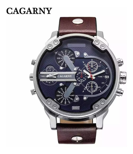 Relogio Cagarny Militar Pulseira De Couro Data Lindo