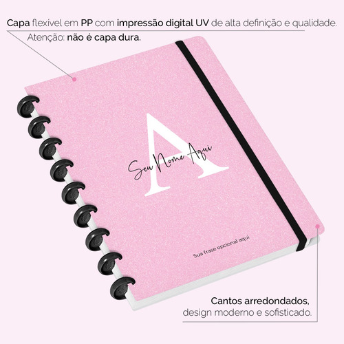 Caderno Disco Personalizado Inteligente 17x23 Areia Magenta