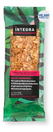 Barra De Cereal Integra Caju Arandanos 44g Proteinas + Fibra