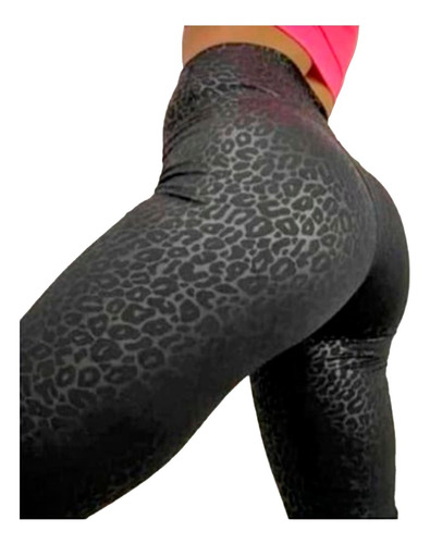 Calza Animal Print De Licra Frizzada Gofrada Con Faja