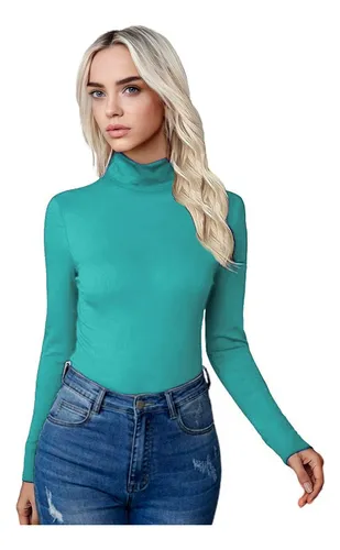 Blusa cuello alto manga larga sales