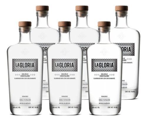 Ron La Gloria Añejo Cristalino, 6 Botellas De 750 Ml
