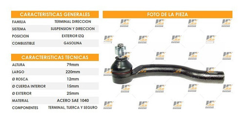 Terminal Direccion Para Toyota Rav4 2006 2017 Izquierda Unic