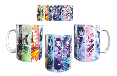 Mug Anime Demon Slayer Pilares Fuego Viento Roca Sonido Agua