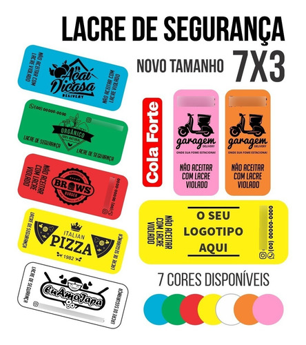 5.000 Lacres Adesivo Delivery Personalizado 7x3cm Ifood