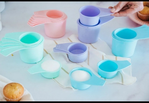Imagen 8 de 9 de Set X6 Cucharas Medidoras Apilables Plástico Colores Pastel
