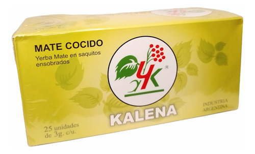 Mate Cocido Ensobrados 25 Saquitos Kalena X4 U.