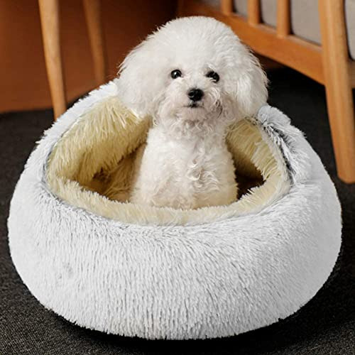 Cama Redonda Suave Para Gatos Y Perros Pequeños Café