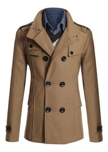 Gabardina De Doble Botón For Hombre, Abrigo