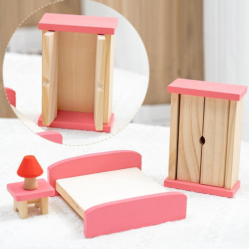 Y Juego De 19 Muebles De Casa De Muñecas De Madera, Modelo