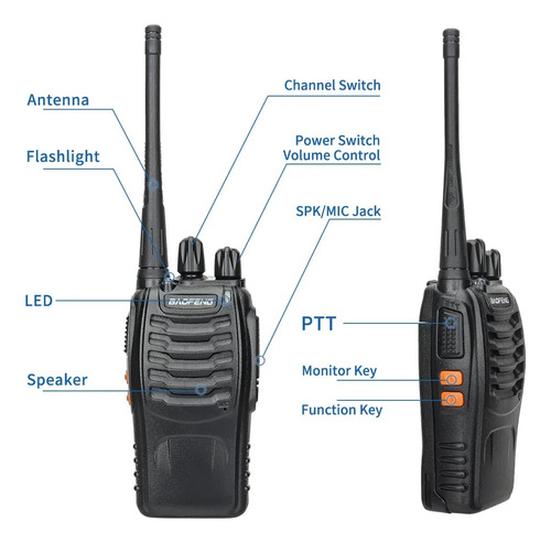 Pack X 2 Radio Transmisor Walkie Talkie Baofeng Bf-888s
