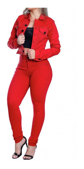 jaqueta vermelha feminina jeans