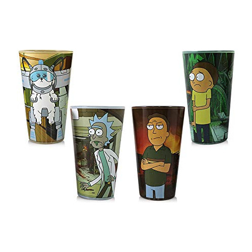 Gafas Rick Y Pinta De Cerveza Morty Conjunto De 4