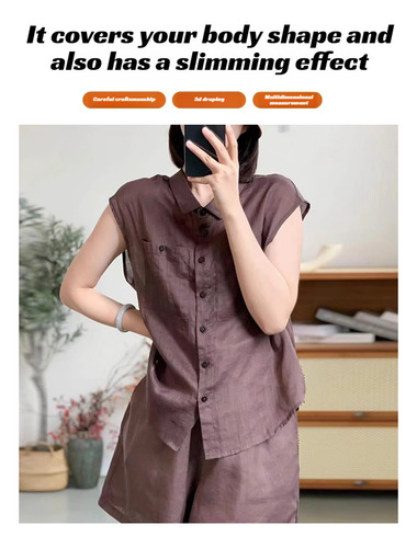 Traje De Algodón Y Lino Traje De Mujer De Estilo Ligero
