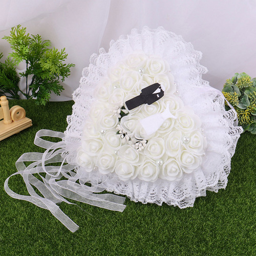 Almohada Para Anillos De Boda Con Forma De Corazón, Caja De