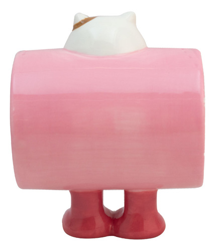 Taza De Cerámica Animales 3d Cute Con Asa De Patitas 480 Ml Color Rosa Gato