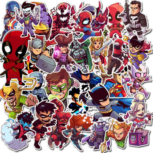 100 Pegatinas De Dibujos Animados De Superhéroes