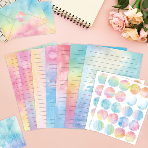 Juego De Sobres De Acuarela Con Decoración Retro Y Papelería