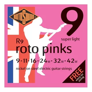 Rotosound R9 Roto Pinks Encordado .009 Para Eléctrica