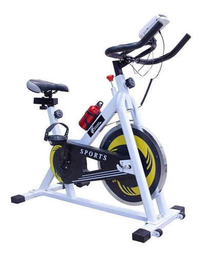 Bicicleta fija Centurfit MKZ-BICIJUJU10KGS para spinning color blanco y amarillo