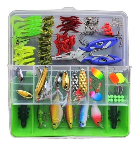 Imagen 1 de 8 de Kit De 101 Piezas De Señuelo Cebo Moscas Anzuelos Para Pesca