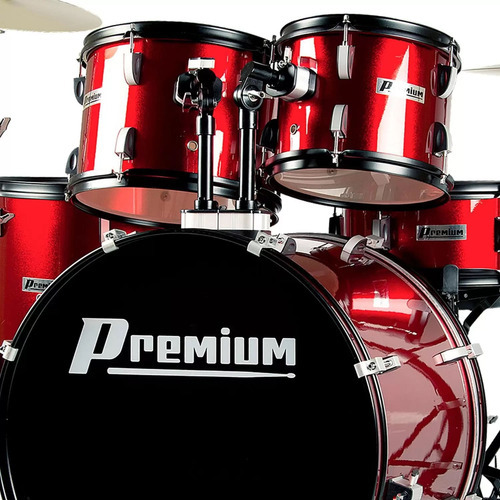 Bateria Premium Dx722 Wr Vinho Com Pratos E Banco