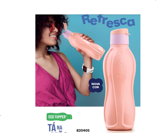 Garrafa Eco Tupperware Plus Rosa Chá 750 Ml Nova Cor