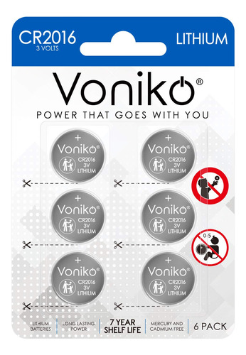 Voniko Batera De 3 Voltios 2016 - Paquete De 6 Bateras De Bo