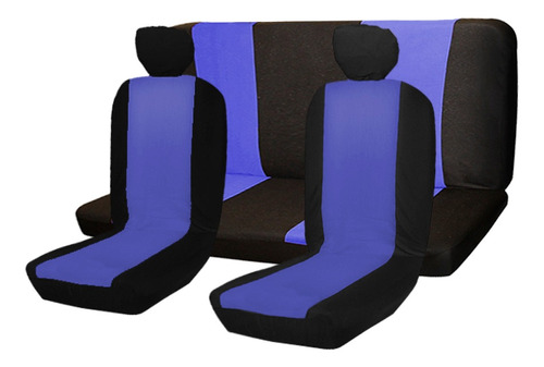 Cubre Asiento Universal Azul Kit Con Cubre Cabeceras