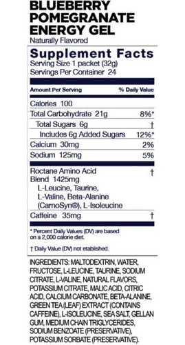 Imagen 2 de 2 de Geles Energéticos Gu Roctane Sabor Blueberry Pomegranate