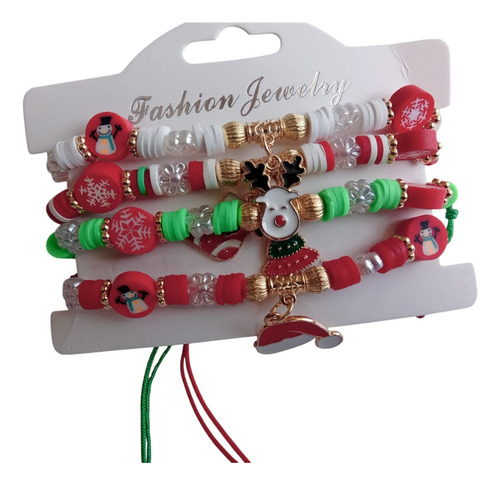 Juego De 4pz Pulsera Para Ambos Género Diseño Época Navidad