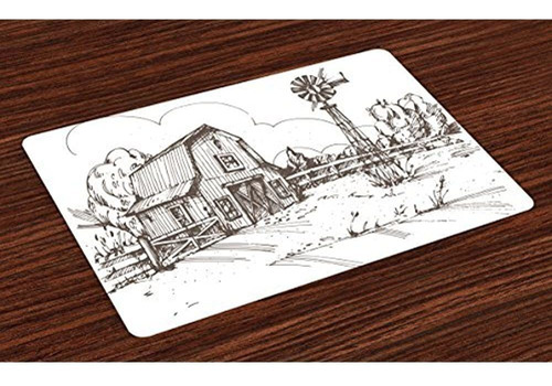 Ambesonne Molino De Viento Place Mats Juego De 4 Rustico Ba