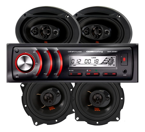 Estereo Crown Mustang + Parlantes Jbl Flex 6x9 + Flex 5 PuLG