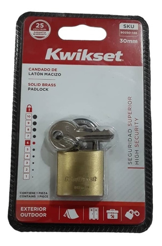 Candado De Laton Macizo 25mm Marca Kwikset