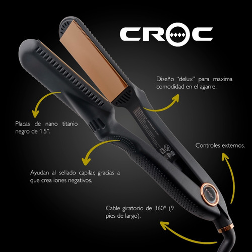 Plancha Para Cabello Croc Turboion Classic Led Profesional