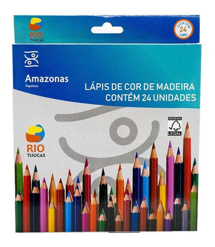 Lápis De Cor Com 24 Cores Multicolor Sextavado Escolar