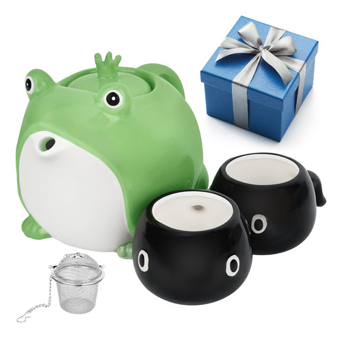 Set De T Japons Frog Teapot & Teacup, Cermica, 30 Oz, 2 Taza