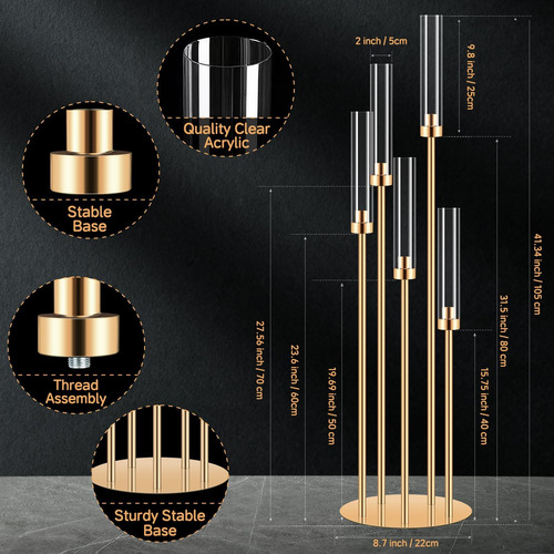 4 Conjunto 5 Velulador De Ouro Do Braço Com Abajur Acrílico,