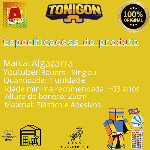 Boneco Xinglau Bauers+chaveiros+jogo Memoria Minecraft 25cm