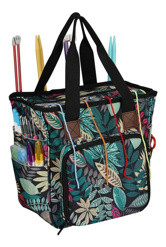 Imagen 3 de 5 de Bolso Porta Tejido Lana Palillos Crochet Tipo Cartera Grande
