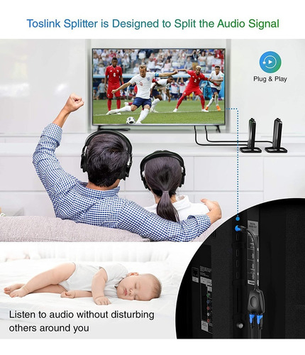 Imagen 8 de 8 de Divisor De Audio Fibra Optica 1 Macho Input 2 Hembra Output