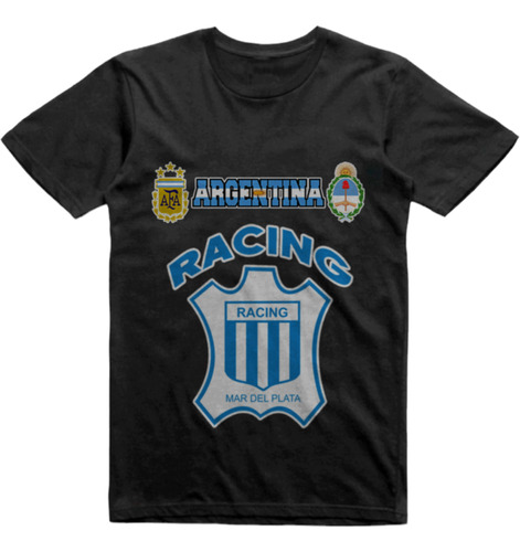 Remera Infantil Negra Racing De Mar Del Plata