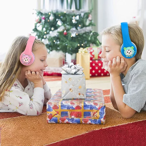 Children Headphones for School/PC LED Light Up Bluetooth Headphones Over Ear Volume Limited Safe 75/85/95dB with Mic and TF-Card Riwbox Baosilon FB-7S Frog Kids Headphones Bluetooth Blue&Grey 