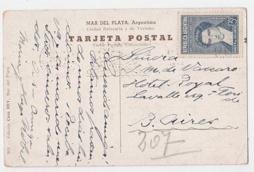 Mar Del Plata Postal Antigua Gruta Sra De Lourdes Puerto