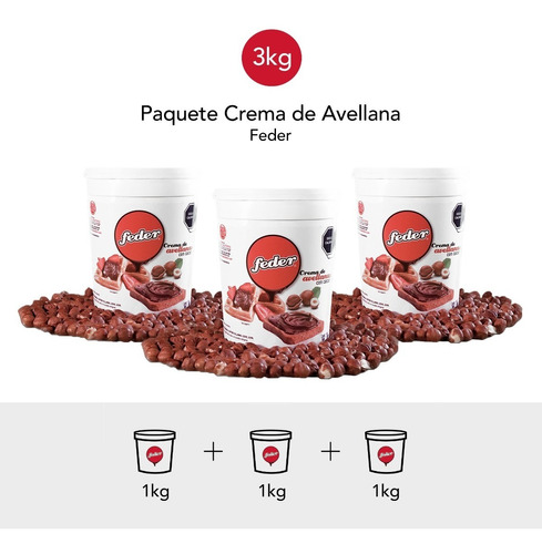 3 Kg Crema De Avellanas Con Cacao Feder Excelente Sabor 