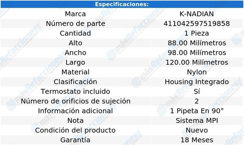 Toma Agua Termostato Nylon Freelander L4 1.8l 99 Al 01
