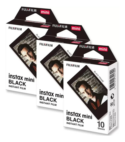 30 Filme Borda Black Para Instax Mini 9, 11 12 Cor Preto