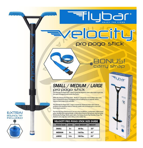 Flybar Velocity Pro Pogo Stick Medium Edad 9 Y Más, 80 A 16